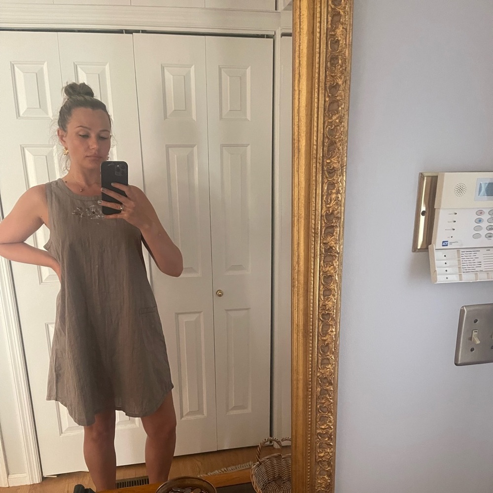 Gudrun Sjoden gray embroidered dress size M